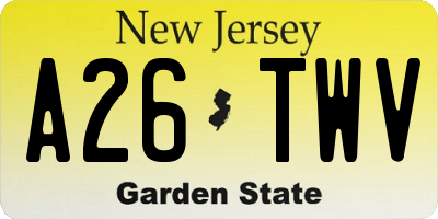 NJ license plate A26TWV