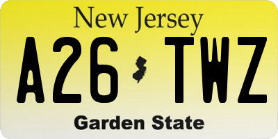 NJ license plate A26TWZ