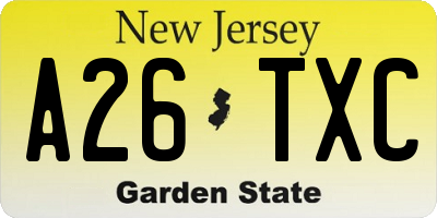 NJ license plate A26TXC