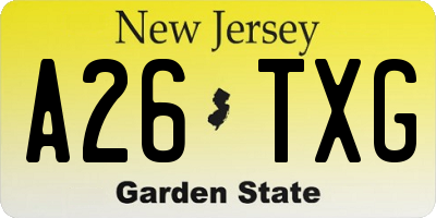 NJ license plate A26TXG