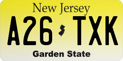NJ license plate A26TXK