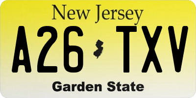 NJ license plate A26TXV