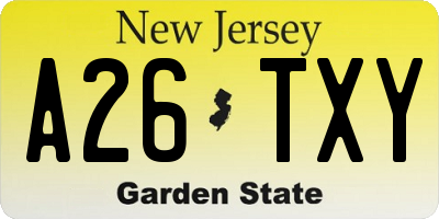 NJ license plate A26TXY