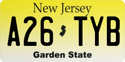 NJ license plate A26TYB