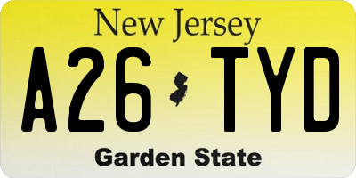 NJ license plate A26TYD
