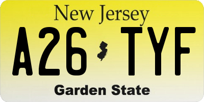 NJ license plate A26TYF