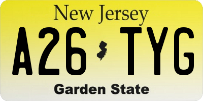 NJ license plate A26TYG