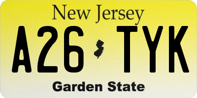 NJ license plate A26TYK