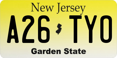 NJ license plate A26TYO