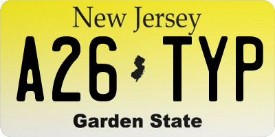 NJ license plate A26TYP