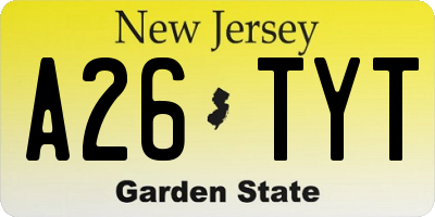 NJ license plate A26TYT