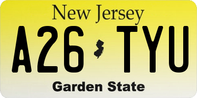 NJ license plate A26TYU