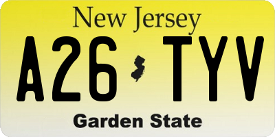 NJ license plate A26TYV