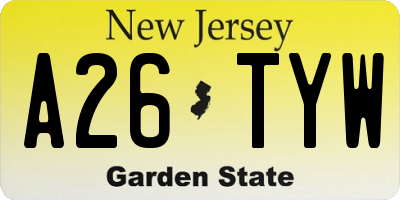 NJ license plate A26TYW