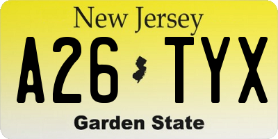 NJ license plate A26TYX