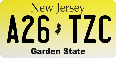 NJ license plate A26TZC