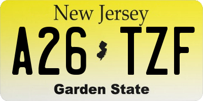 NJ license plate A26TZF