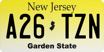 NJ license plate A26TZN