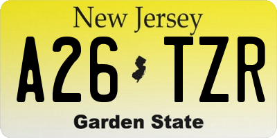 NJ license plate A26TZR
