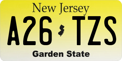 NJ license plate A26TZS