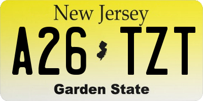 NJ license plate A26TZT