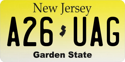 NJ license plate A26UAG
