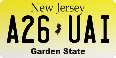 NJ license plate A26UAI