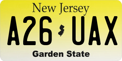 NJ license plate A26UAX