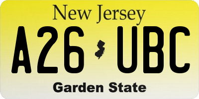 NJ license plate A26UBC