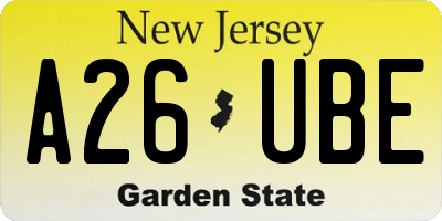 NJ license plate A26UBE