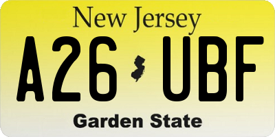 NJ license plate A26UBF
