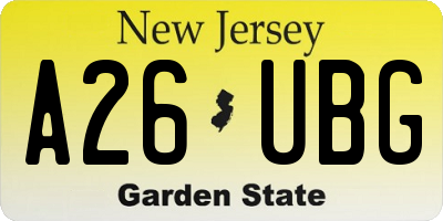 NJ license plate A26UBG