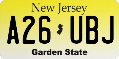 NJ license plate A26UBJ