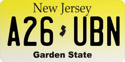 NJ license plate A26UBN