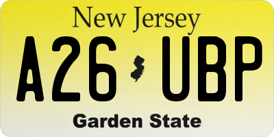 NJ license plate A26UBP