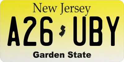 NJ license plate A26UBY