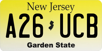 NJ license plate A26UCB