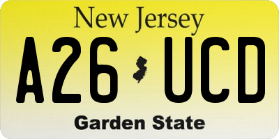 NJ license plate A26UCD