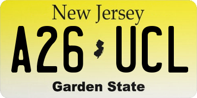 NJ license plate A26UCL