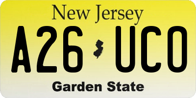 NJ license plate A26UCO