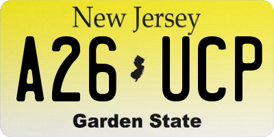 NJ license plate A26UCP