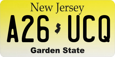 NJ license plate A26UCQ