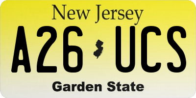 NJ license plate A26UCS