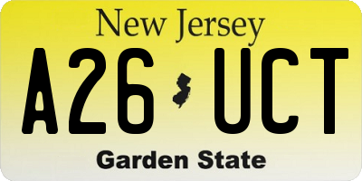 NJ license plate A26UCT