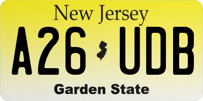 NJ license plate A26UDB