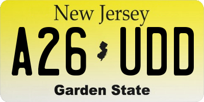 NJ license plate A26UDD