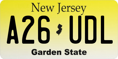 NJ license plate A26UDL