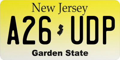 NJ license plate A26UDP