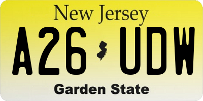 NJ license plate A26UDW