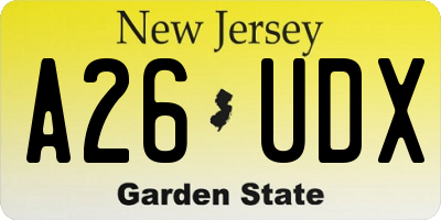 NJ license plate A26UDX